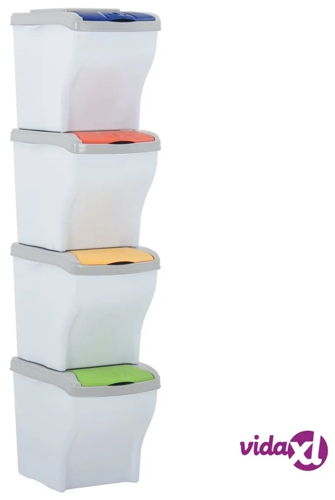 vidaXL Pattumiere Impilabili 4 pz 80 L Bianco