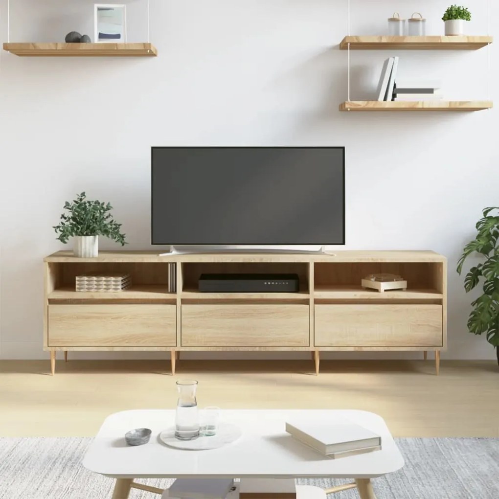 Mobile Porta Tv Rovere Sonoma 150x30x44,5 Cm Legno Multistrato /