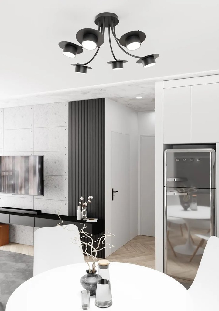 Lampadario a soffitto in acciaio ENSO 6 nero da interno 6xGX53