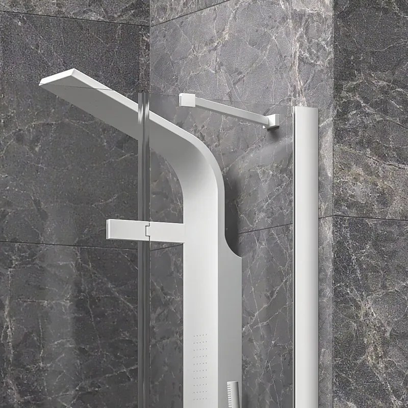 Kamalu - Porta doccia 180cm battente e 2 fissi colore bianco | KT6000B