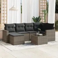 Set Divani da Giardino 7 pz con Cuscini Grigio in Polyrattan 3219260