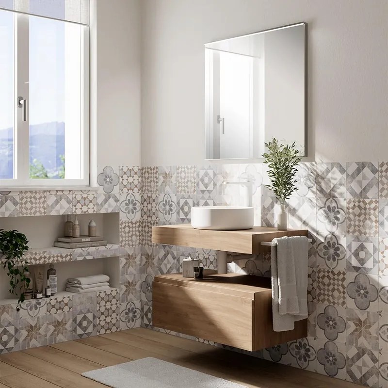 Specchio con illuminazione integrata bagno rettangolare Lumea L 60 x H 75 x P 4 cm grigio / argento