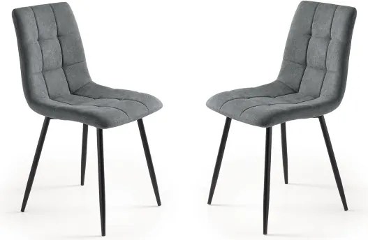 Sedia da pranzo in tessuto Grigio Scuro gambe metallo nere - KATERINE 2 sedie