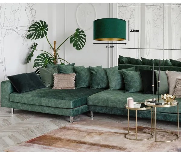 Duolla - Lampadario a sospensione con filo ROLLER 1xE27/15W/230V diametro 40 cm verde scuro/oro