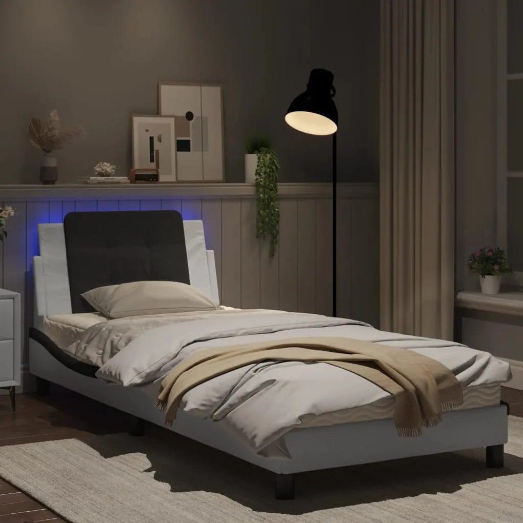 Giroletto con luci led bianco e nero 90x190 cm in similpelle