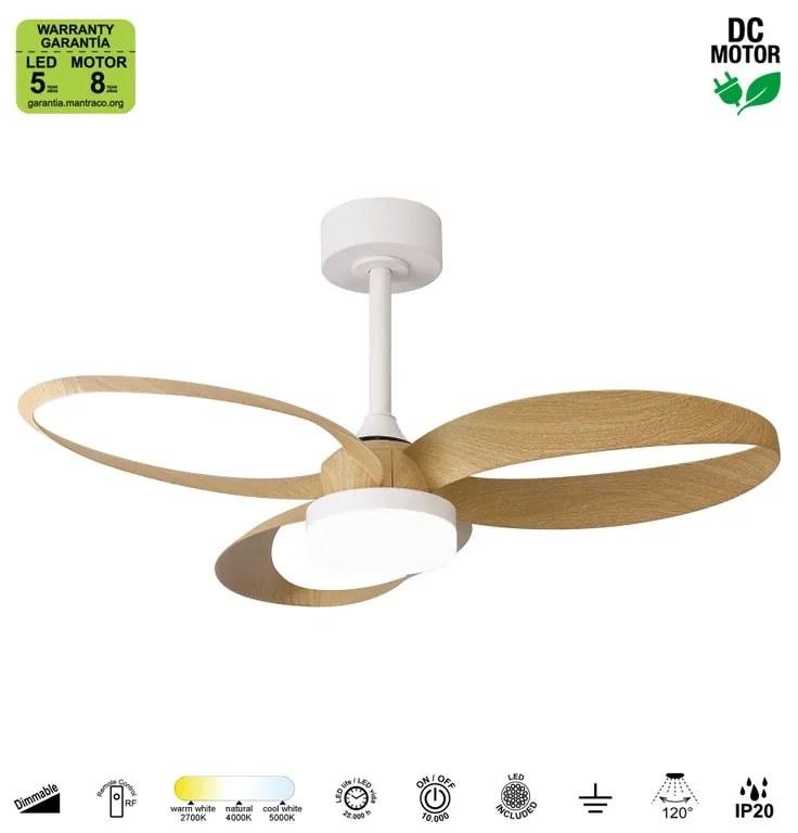 Ventilatore da soffitto Infinity marrone, Ø 92.6 cm, CCT, dimmerabile, MANTRA IP20