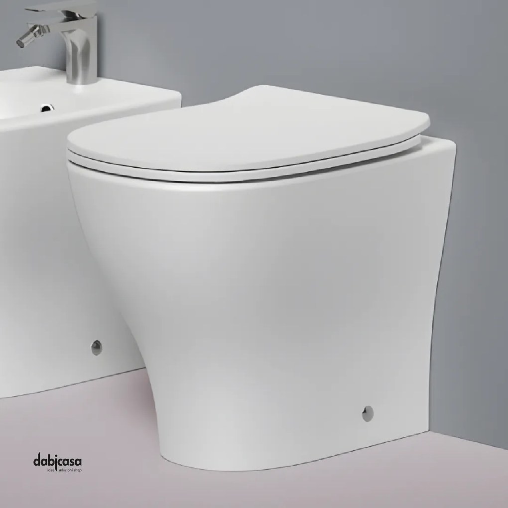 The Artceram "Ten" Wc Da Terra Filo Muro Bianco Lucido Senza Brida