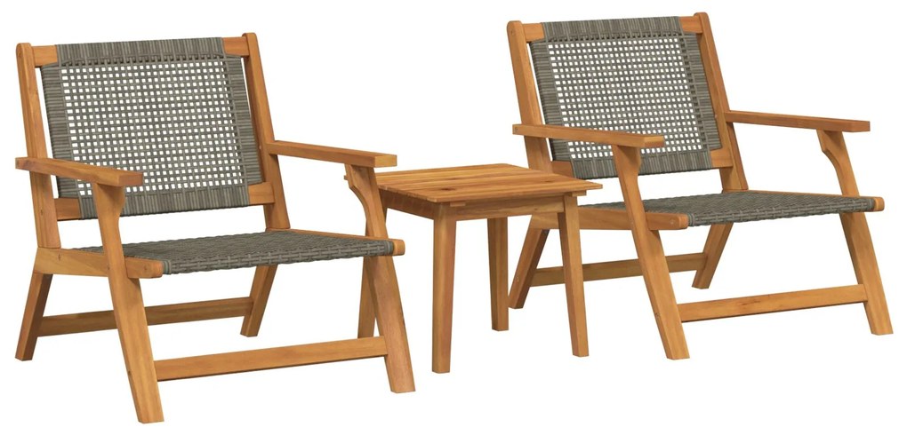 Set da giardino : 3 pezzi in legno massello di acacia, grigio