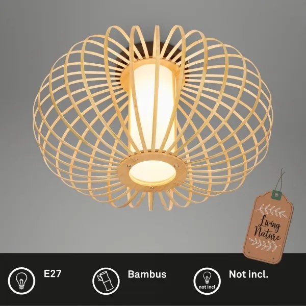 Briloner 3759011 - Plafoniera 1xE27/10W/230V diametro 40 cm bambù