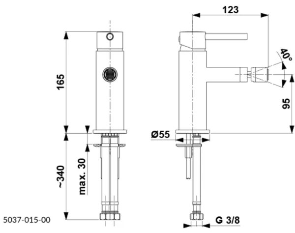 KFA Armatura 5037-015-00- Rubinetto del bidet + con scarico MOZA cromo lucido