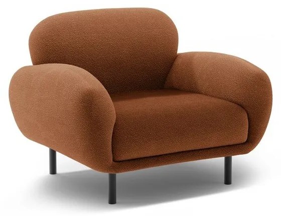 Poltrona color terracotta con rivestimento in bouclé Poppy – Micadoni