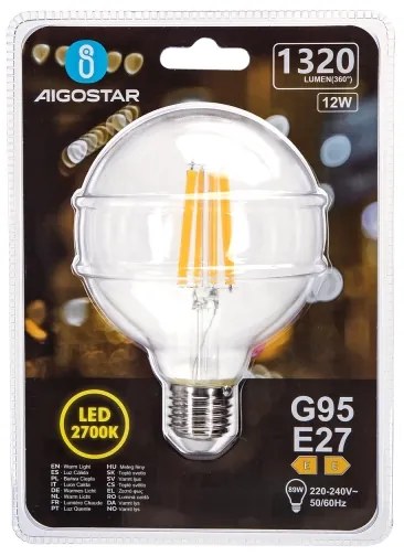 Lampadina LED G95 E27/12W/230V 2700K - Aigostar