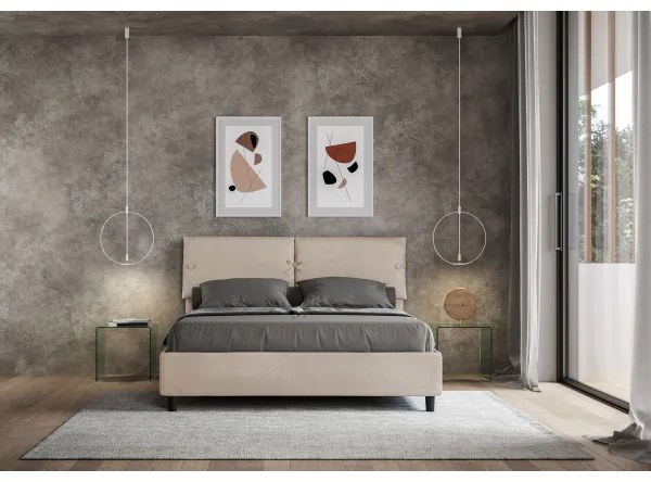 Letto matrimoniale e rete 160x190 in microfibra sabbia Sleeper