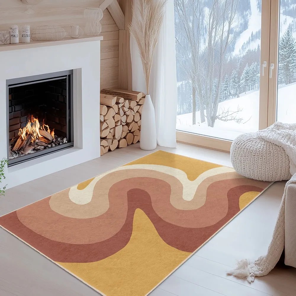 Passatoia giallo ocra e rosa polveroso lavabile 60x230 cm Strawberry Creamsicle – Mila Home