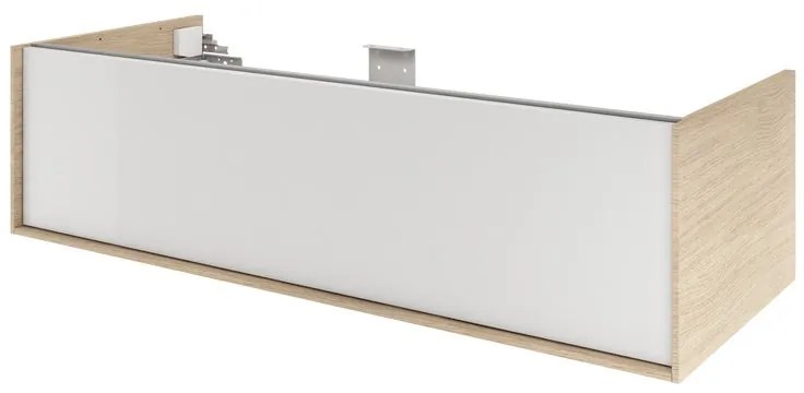 Mobile da bagno sospeso sotto lavabo L 120 x H 32 x P 48 cm bianco e rovere laccato lucido, 1 cassetto SENSEA Neo Frame