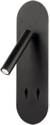 Applique LED 10 cm in metallo Nero retroilluminato con faretto orientabile PLATE