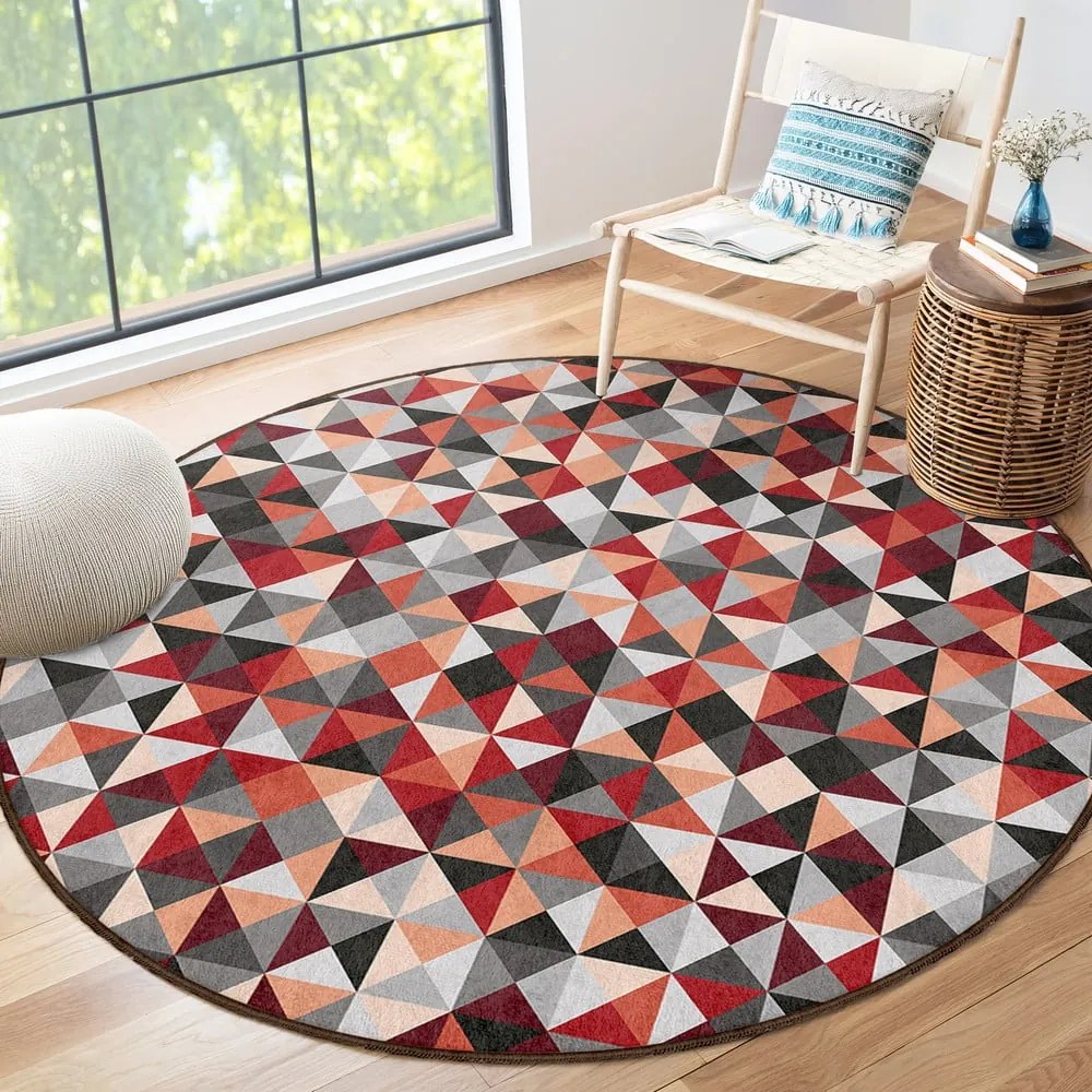 Tappeto rotondo rosso/grigio lavabile ø 120 cm Ignite – Mila Home