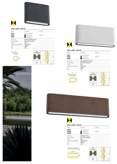 Redo 90453 - Applique da esterno a LED KLIPPE LED/24W/230V 3000K IP54 marrone