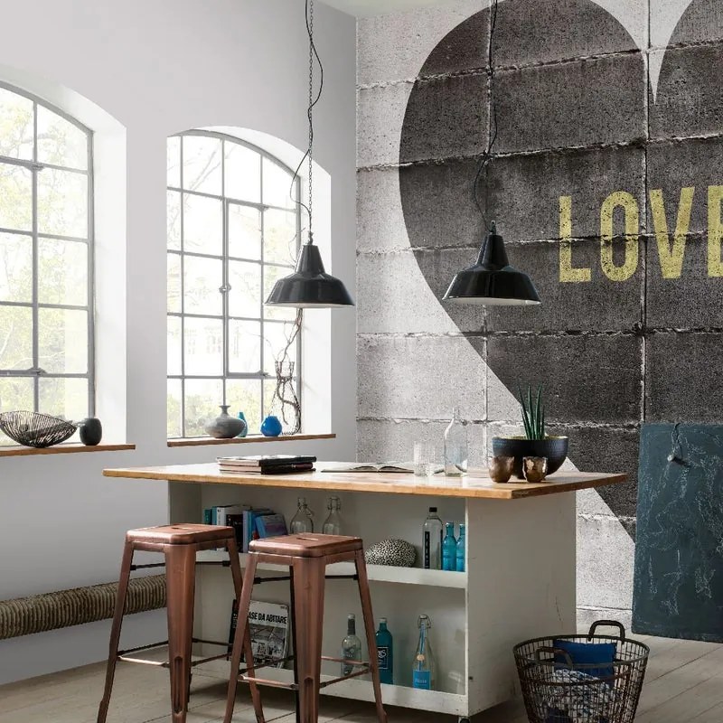 Fotomurale Love, grigio