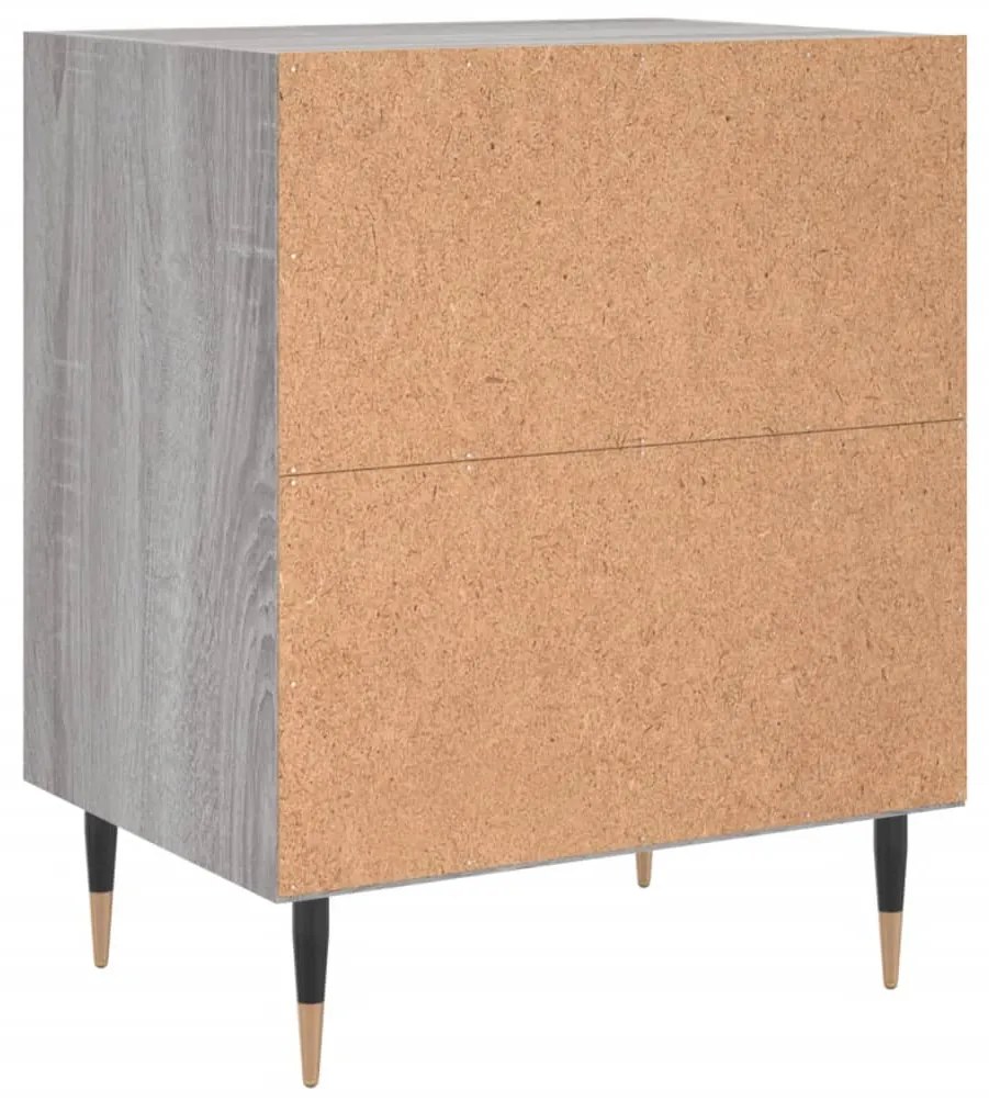 Comodini Grigio Sonoma 2 pz 40x30x50 cm in Legno Multistrato