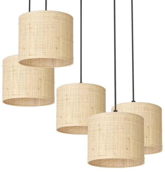 Lampadario a sospensione con filo RATTAN 5xE27/60W/230V rattan
