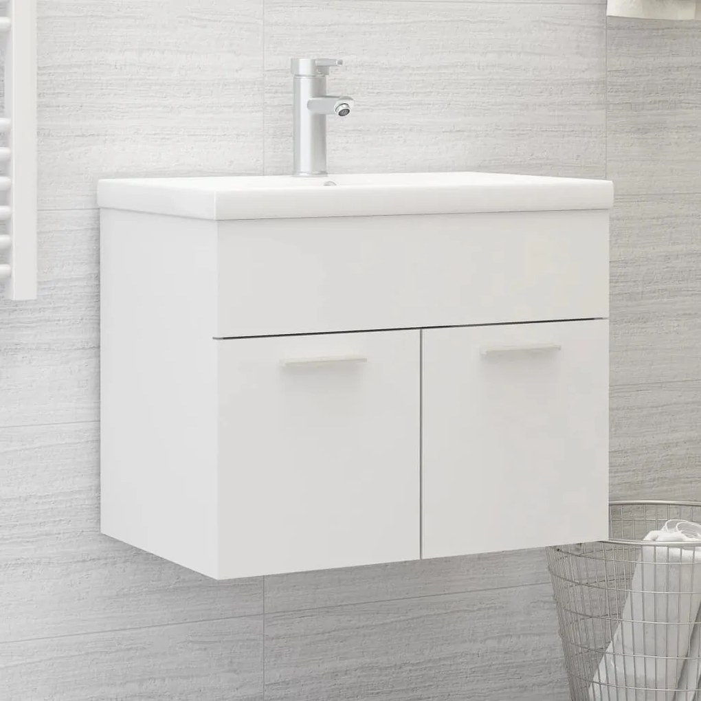 Mobile Con Lavabo Integrato Bianco İn Legno Multistrato /