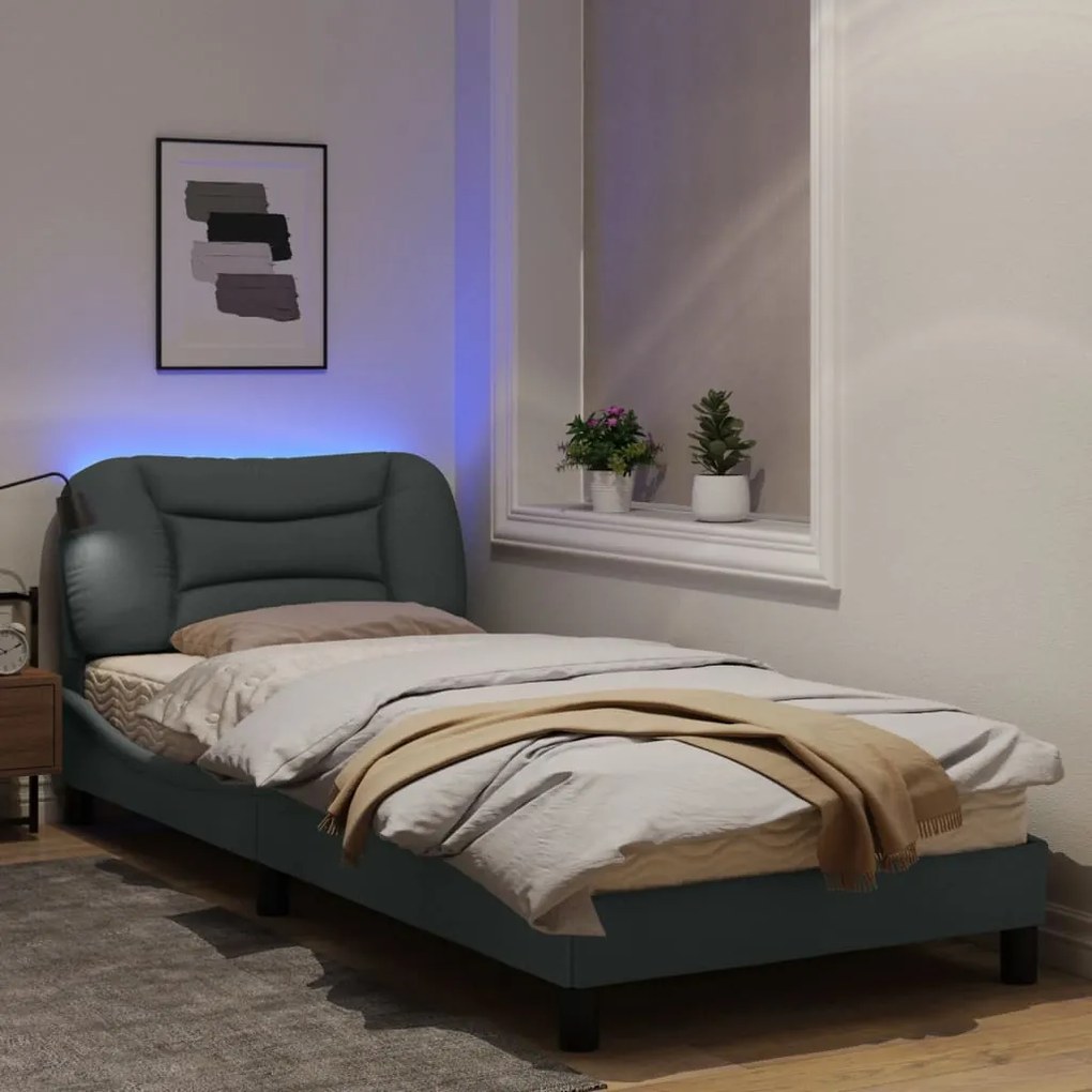 Giroletto con luci led grigio chiaro 90x200 cm in tessuto
