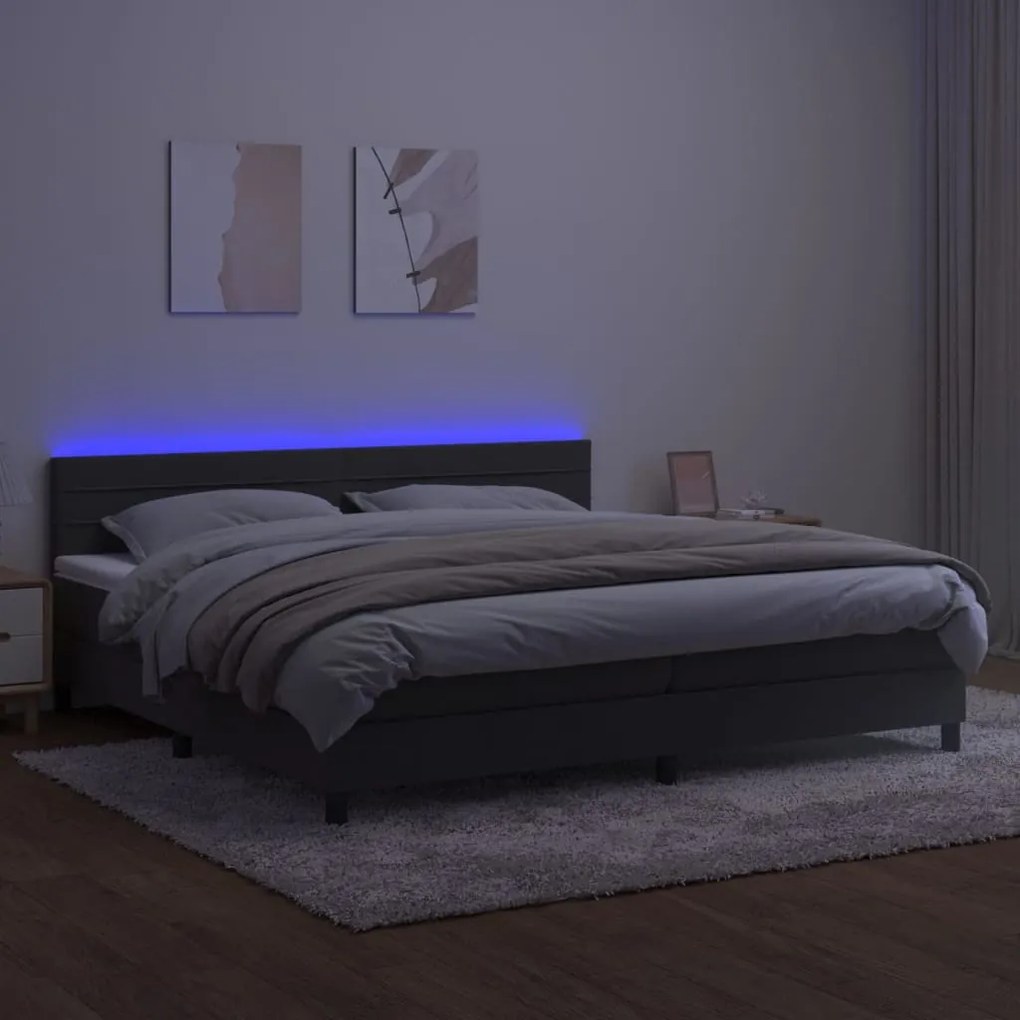 Letto a molle con materasso e led grigio scuro 200x200 cm