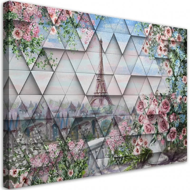 Quadro su tela, Torre Eiffel in primavera  Dimensioni 100x70