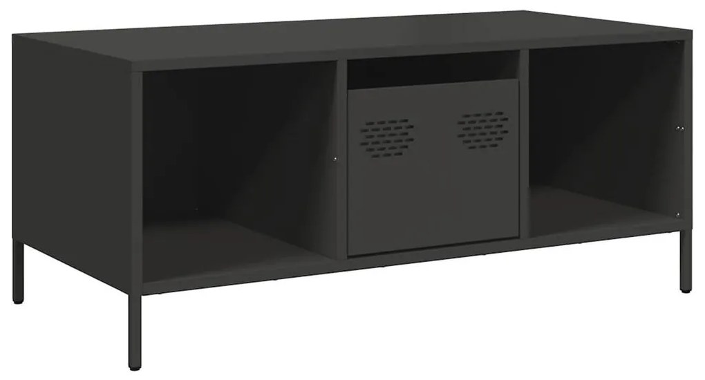 Tavolino nero 101,5x50x43,5 cm in acciaio laminato a freddo