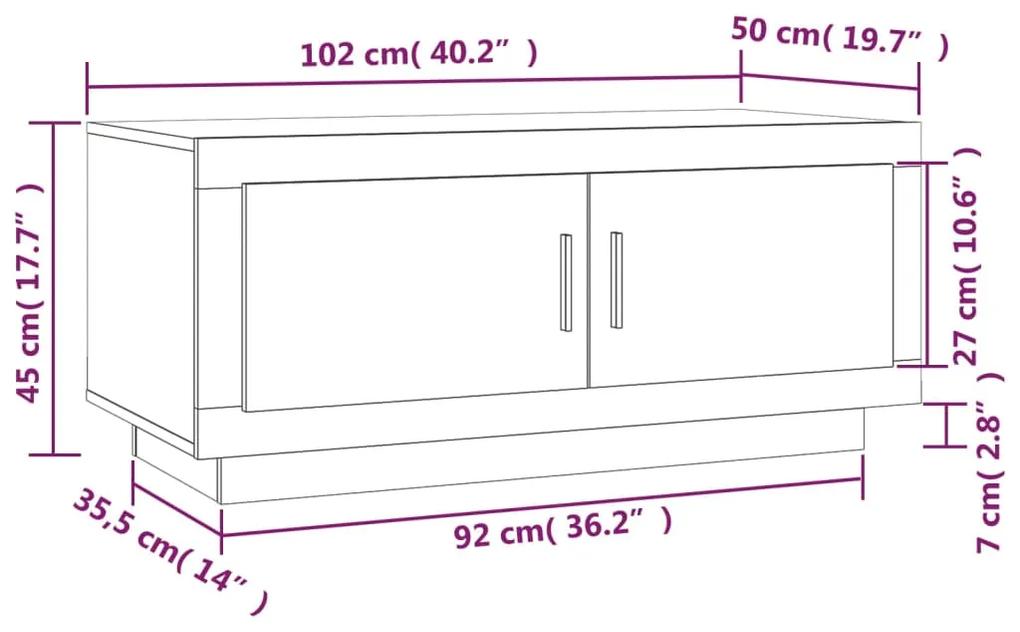 Tavolino Salotto Grigio Cemento 102x50x45 cm Legno Compensato