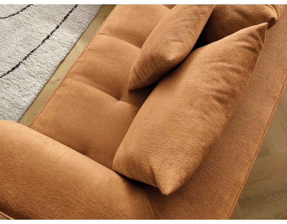 Divano angolare color senape (penisola a destra/a L) con rivestimento in ciniglia Whesley – Bobochic Paris