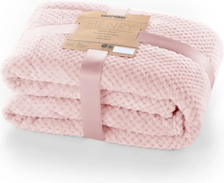 Coperta in microfibra rosa cipria, 220 x 240 cm Henry - DecoKing