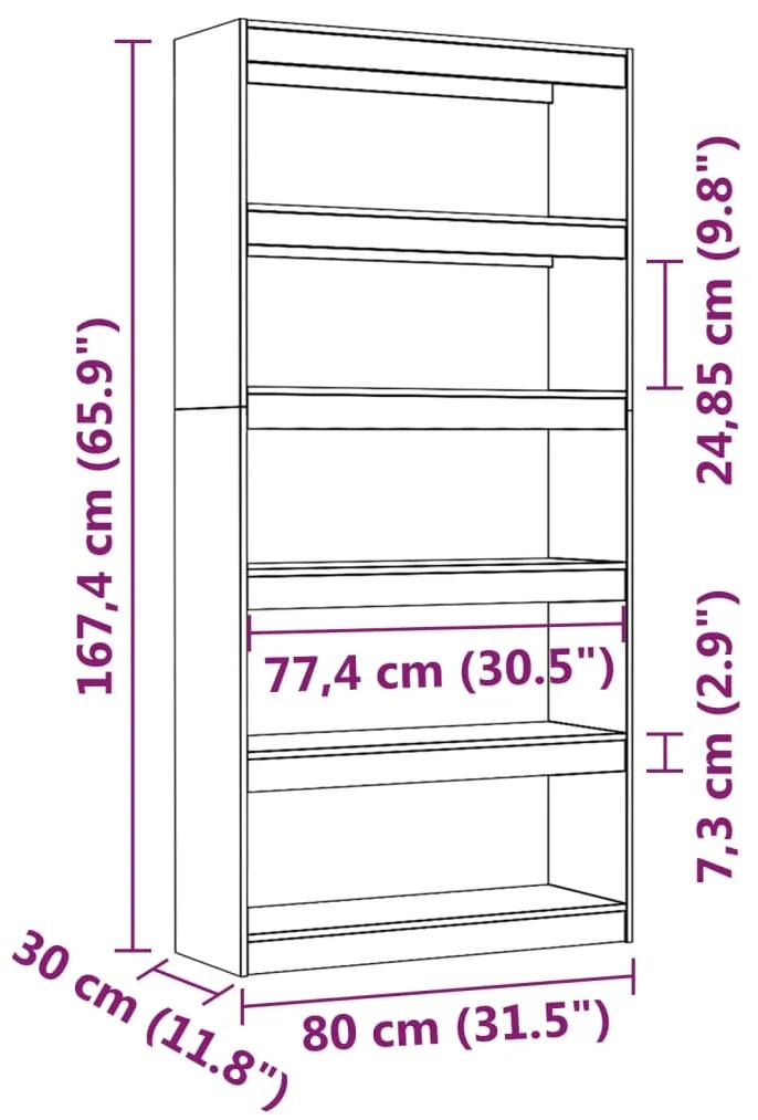 Libreria/Divisorio Bianco 80x30x167,4 cm Legno Massello di Pino