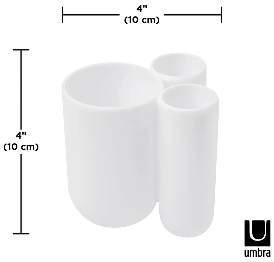 Bicchiere di plastica bianco per spazzolini da denti Touch - Umbra