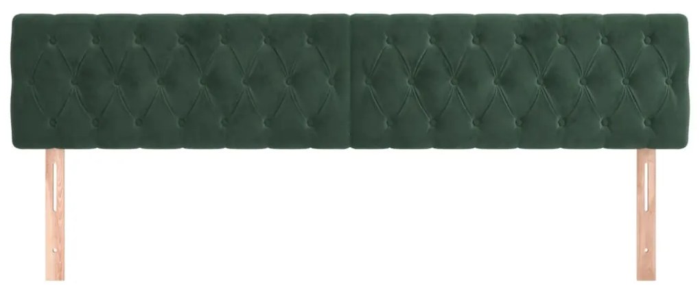 Testiera 2 pz verde scuro 100x7x78/88 cm in velluto
