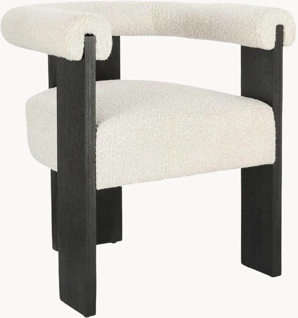 Sedia da pranzo in bouclé e legno di gomma con braccioli Agape