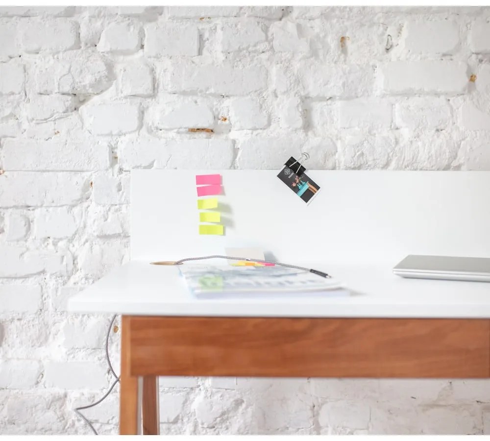 Scrivania bianca con base in frassino Quercia, lunghezza 65 cm Luka - Ragaba