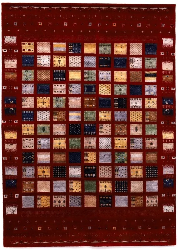 Loribaft Tappeto orientale 170 x 240 Rosso (Indian) Annodato A Mano