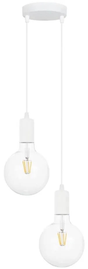 Lampadario a sospensione con filo MIROS 2xE27/60W/230V tondo bianco