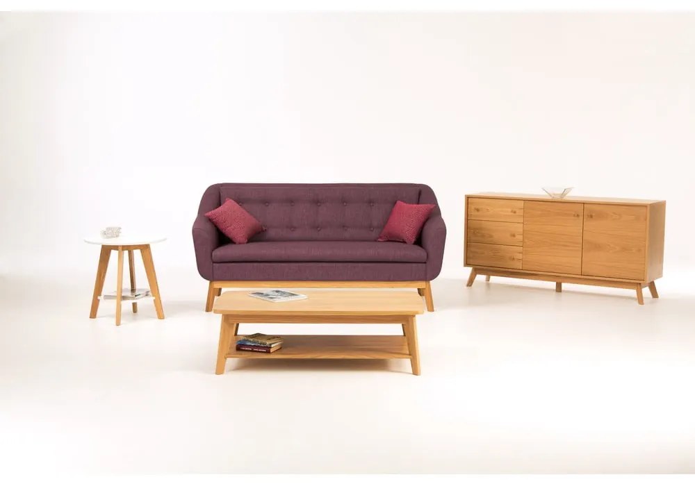 Cassettiera bassa in rovere decorato in colore naturale 149x75 cm Kensal - Woodman