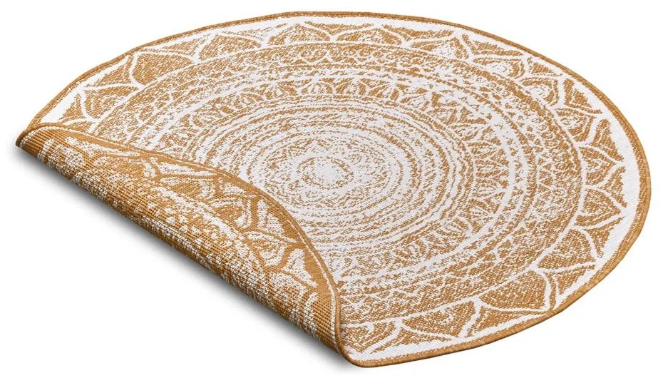 Tappeto rotondo per esterni giallo ocra-bianco ø 140 cm Siruma - NORTHRUGS