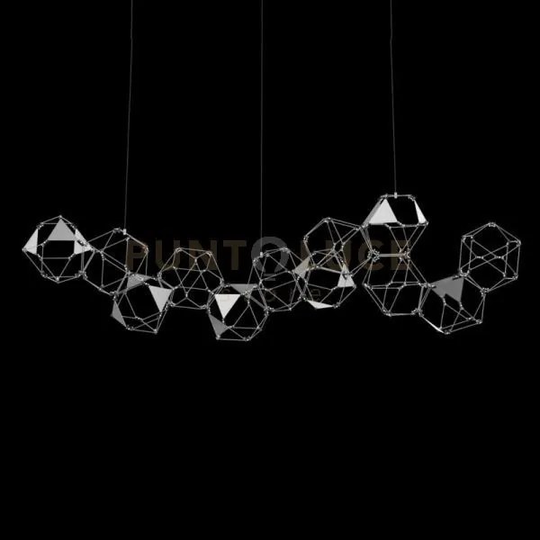 Lucciola pro 12  lampada a sospensione lineare con triangolo in met...