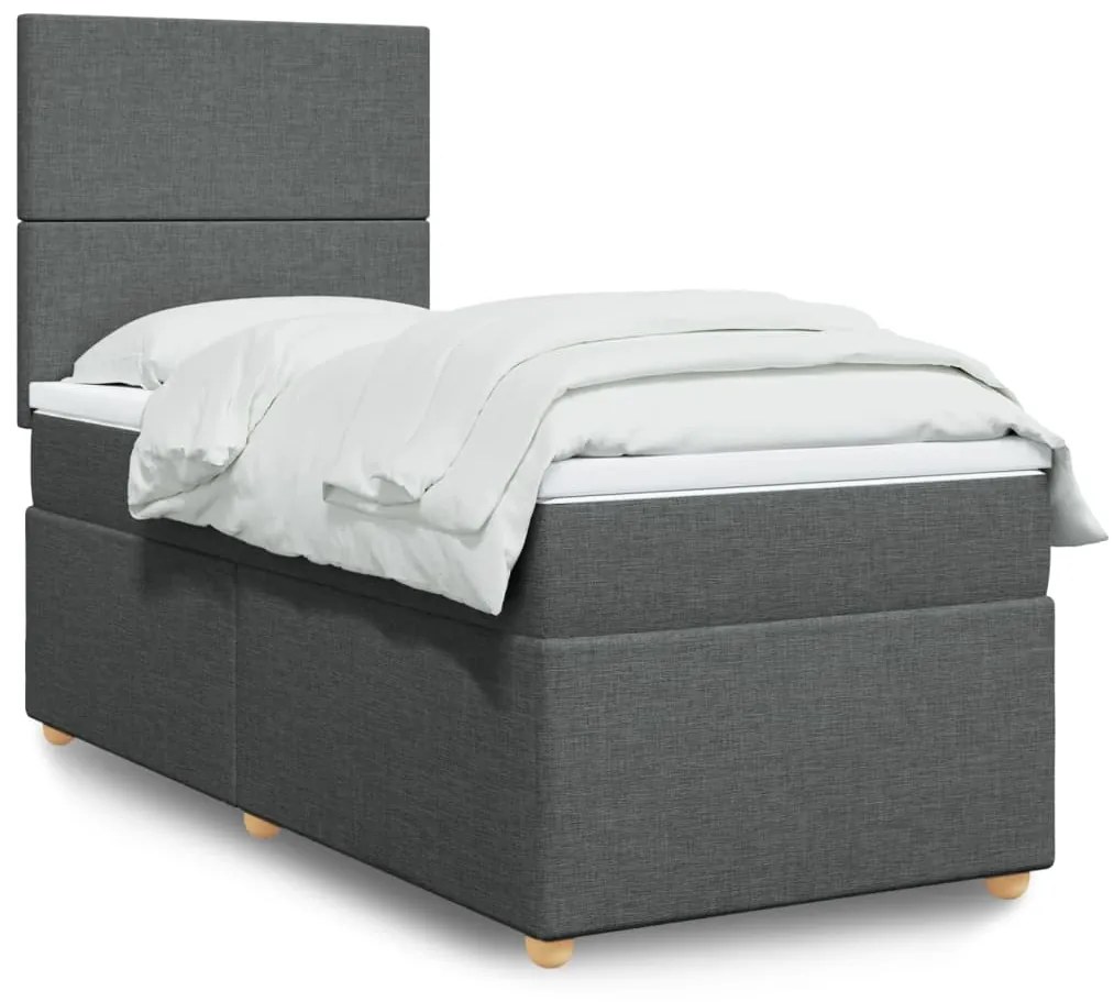 Giroletto A Molle Con Materasso Grigio Scuro 100x200 Cm Tessuto /