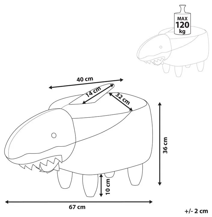 Pouf animaletto in tessuto rosa e bianco SHARK Beliani