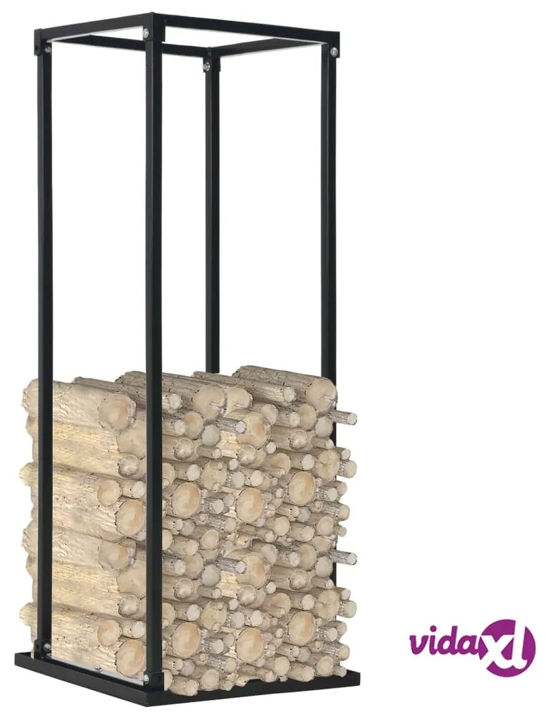 vidaXL Rastrelliera per Legna da Ardere Base Nera 37x37x113cm Acciaio