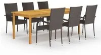 Set Mobili da Pranzo per Giardino 7 pz Marrone cod mxl 45682