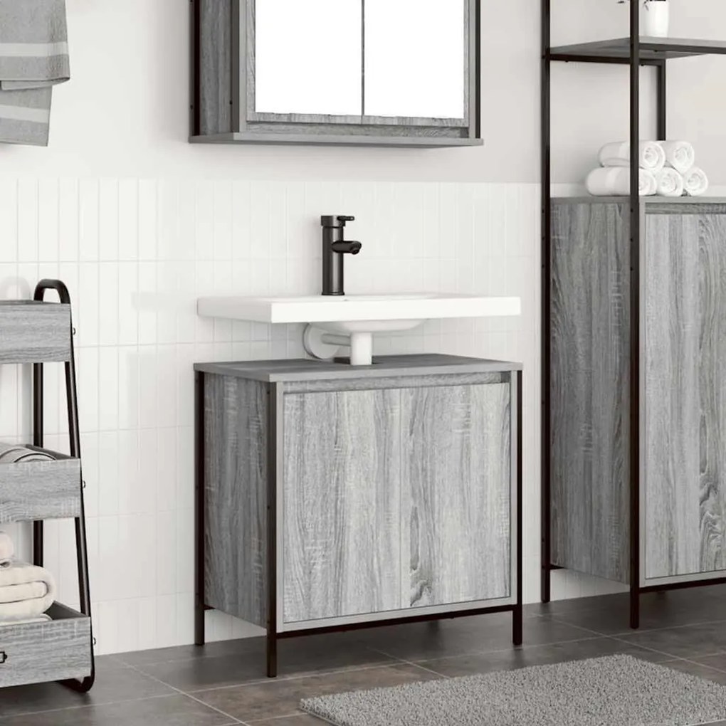 Mobile Lavabo Da Bagno Grigio Sonoma 60x34,5x60 Cm /