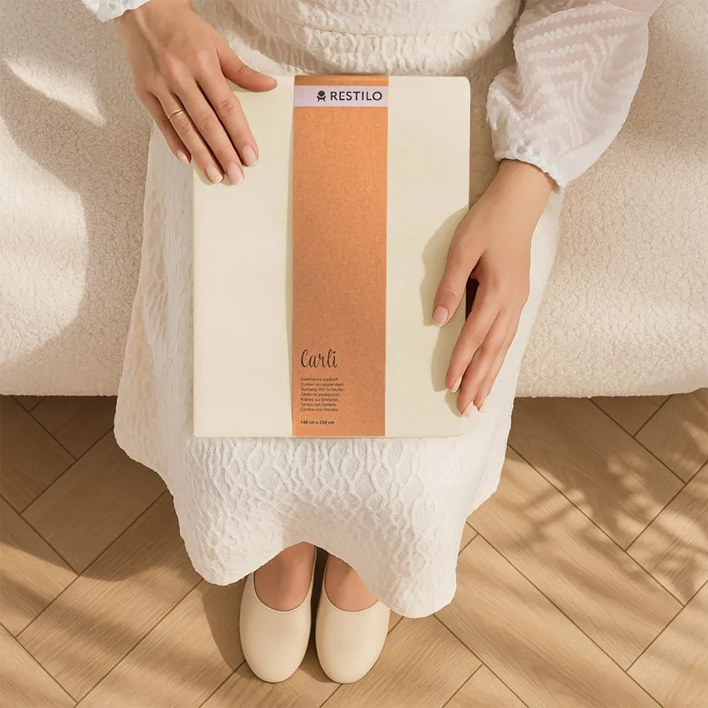 Tenda parzialmente oscurante avorio 140x250 cm Carli Tie – Restilo