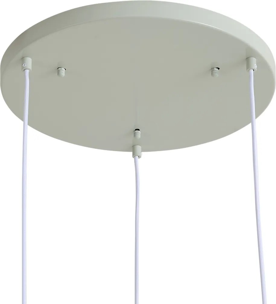 Lampada a sospensione Japandi bianca con paralumi organici verde chiaro 3 luci - Moonstone